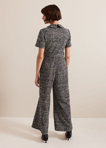 Phase Eight Lavinia Grey Tweed Wide Leg Jumpsuit Grey Australia | XK7462589